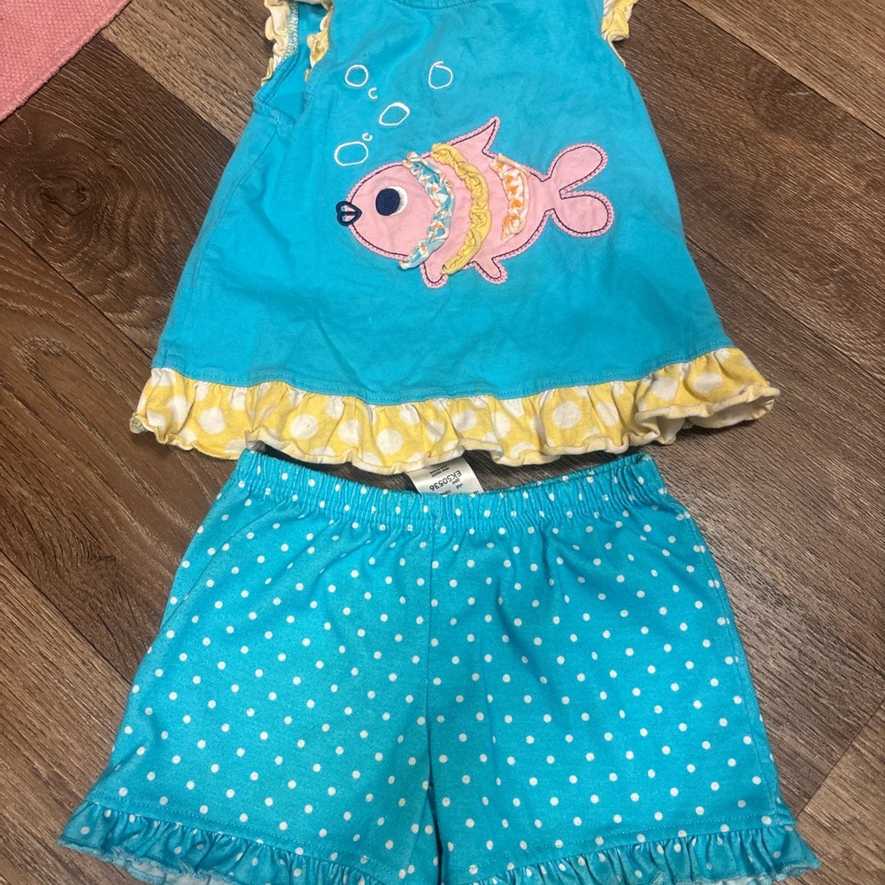 Blue Fish Print Kids Matching Set